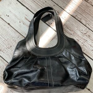 Coach black leather shoulder bag